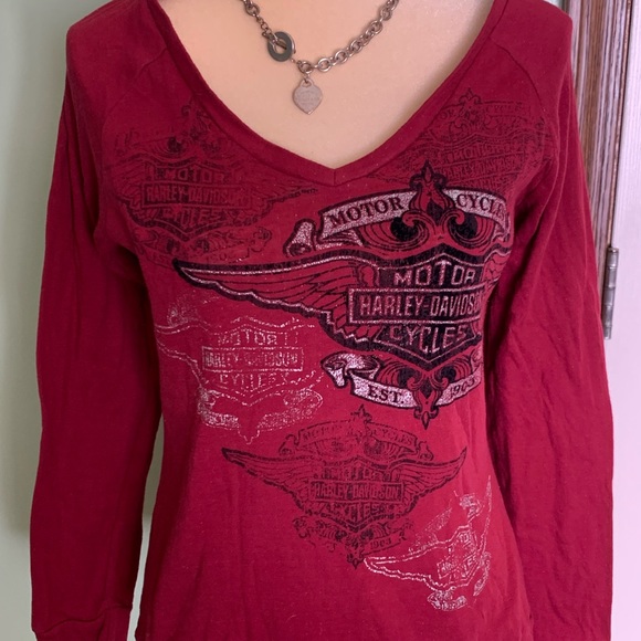 Harley Davidson long sleeve red size M - Picture 1 of 2